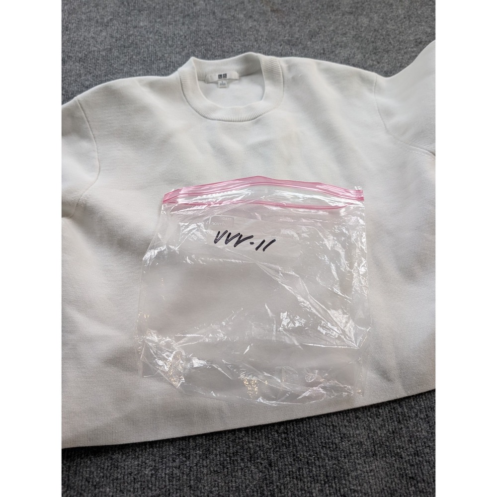UNIQLO Washable Milano Ribbed Short Sleeve Sweater Womens Size L Off White 47832 - Picture 8 of 8